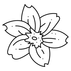 Anemone oak flower second doodle. Hand drawn outline vector illustration.