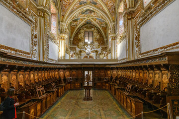 Obraz premium Interior of the Church of The Certosa di Padula well known as Padula Charterhouse is a monastery in the province of Salerno in Campania, Italy