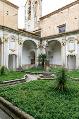 Fototapeta na wymiar Main cloister of Certosa of The Certosa di Padula well known as Padula Charterhouse is a monastery in the province of Salerno in Campania, Italy