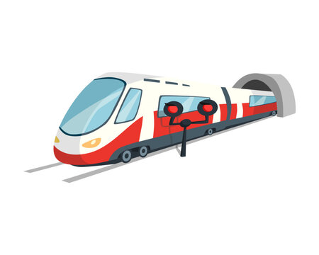 Modern train isometric vector illustration