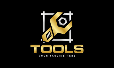 Technical Maintenance Repair Tools Logo Design Vector Icon Symbol Illustrations. This is clear technical style and celebrates hardware, machinery, technology and multifunctional logo.