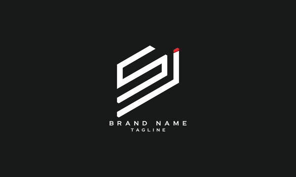 SJ, JS, Abstract initial monogram letter alphabet logo design