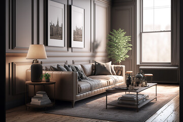 minimalist living room. Generative AI