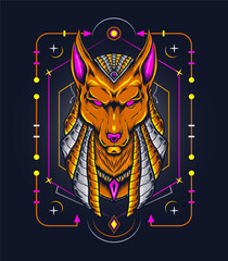 Anubis Warrior vector illustration and t shirt design
