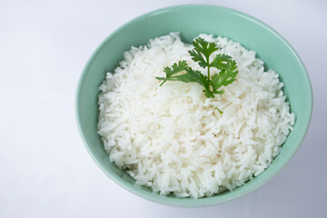 The rice bowl has cilantro to decorate.