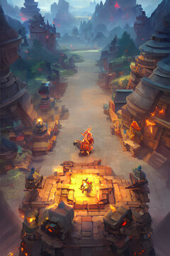 Fantasy Isometric Map (Mobile Games Style)- Background for Level Design, RPG and Indie Games Mobile (AI)