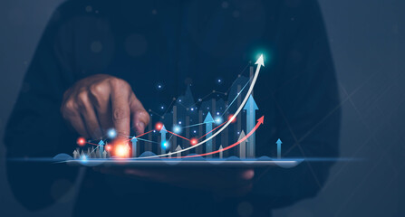 Stock market trading. Business man discussing and analysis graph stock.stock chart concept....