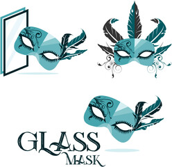 shiny mask decorated with feathers