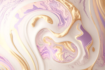 Abstract golden pastel colorfuls marble liquid alcohol painting background. Generative AI