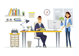 Office meeting - cartoon people character illustration
