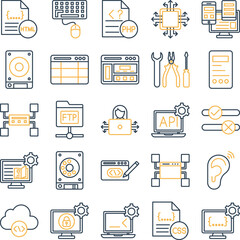 Computer Science, Computer Science icons set, Computer Science vector icons, Computer Science icons pack, Computer icons set, Computer vector icon, Computer Science line dual icons set