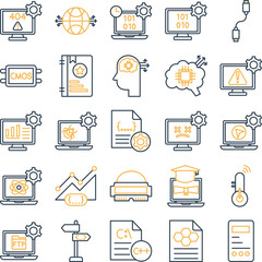 Computer Science, Computer Science icons set, Computer Science vector icons, Computer Science icons pack, Computer icons set, Computer vector icon, Computer Science line dual icons set