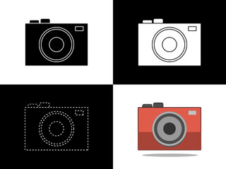 Art illustration design icon logo with silhouette concept symbol of camera