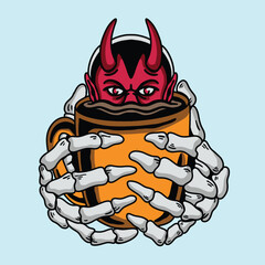 coffee devil character vector