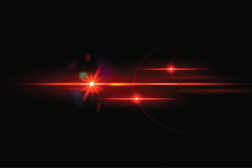 Light lens flare red effect with vector sun light.