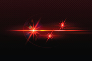 Light lens flare red effect with vector sun light.