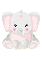 Fototapeta premium Little baby girl elephant isolated