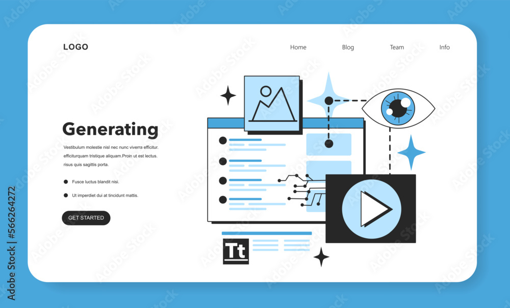 Poster generating web banner or landing page. artificial neural network