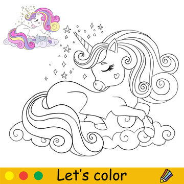 Kids coloring cartoon unicorn character vector illustration 10