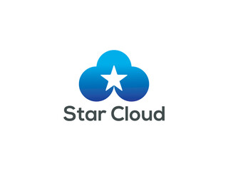 cloud logo design with star icon Vector  template