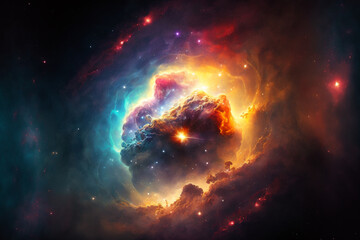 Valentine Background nebula galaxy universe heart Genarative AI