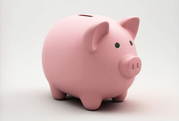 pink  piggy bank on white background