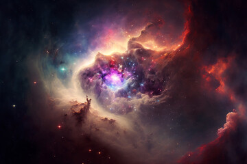 Fototapeta na wymiar Valentine Background nebula galaxy universe heart Genarative AI