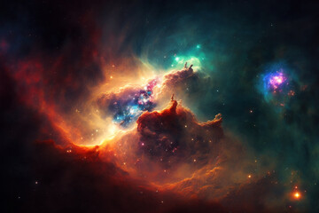 Obraz na płótnie Canvas Valentine Background nebula galaxy universe heart Genarative AI