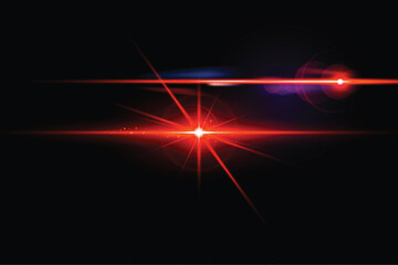 Light lens flare red effect with vector sun light.