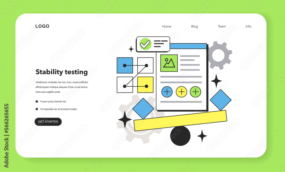 Poster stability testing technique web banner or landing page. software testing