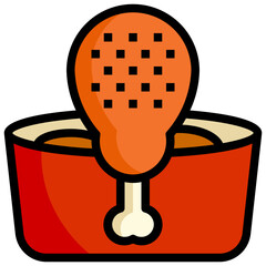 FRIED CHICKEN filled outline icon