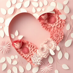 Hearts & Petals: A Romantic Valentine's Day Design with Copy-Space for Your Message