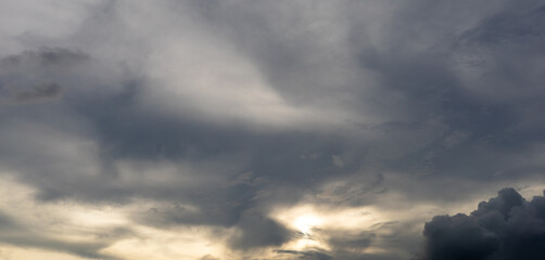 dark cloudy and sky in the evening with the sunset