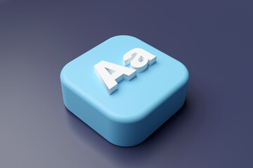 text icon in 3d render design.