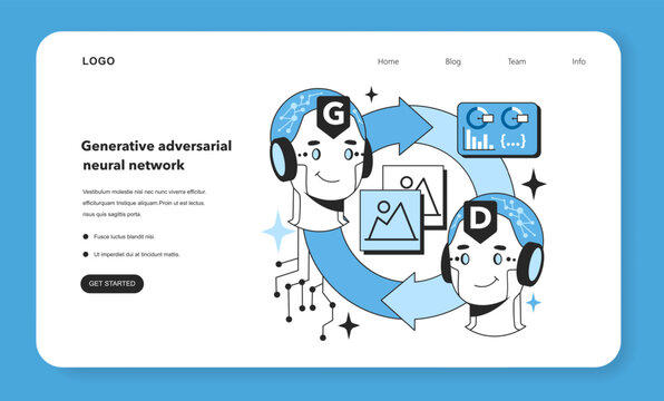Generative adversarial artificial neural network web banner or landing
