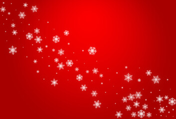Obraz na płótnie Canvas Silver Snowfall Vector Red Background. Holiday