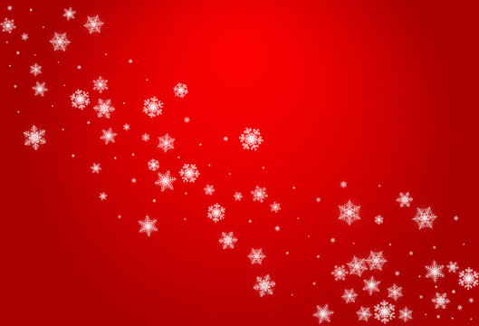Silver Snowfall Vector Red Background. Holiday
