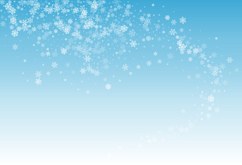 White Snowflake Vector Blue Background. Falling