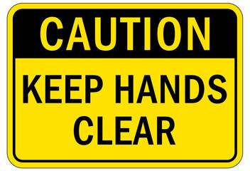 Fototapeta premium machine hazard sign and labels keep hand clear