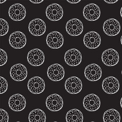 donut illustration pattern on black