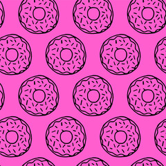 donut illustration pattern on pink