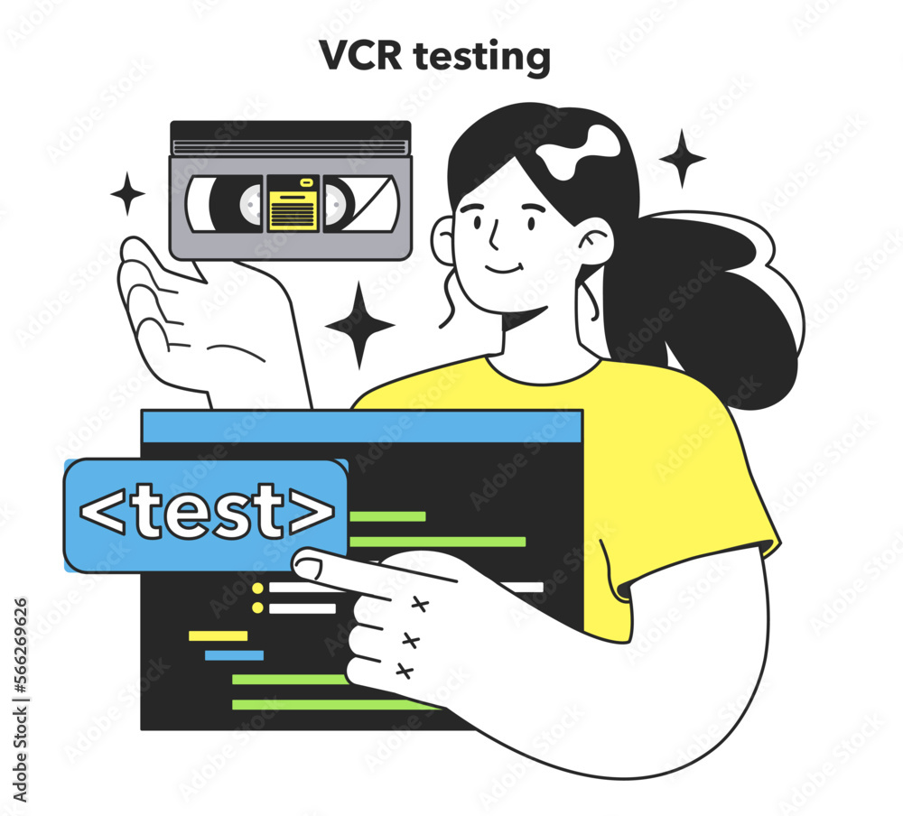 Poster vcr testing technique. software testing methodology. it specialist