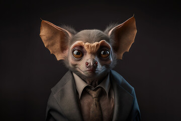 AI generated image of businessman with bat mask