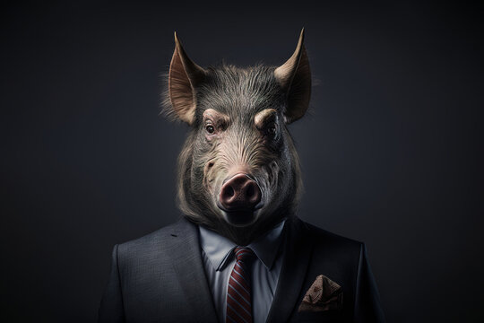 AI generated image of entrepreneur with pig head