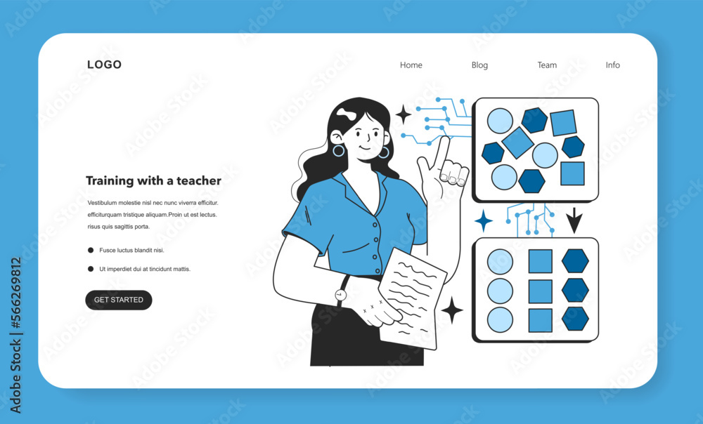 Poster artificial neural network training with a teacher web banner or landing