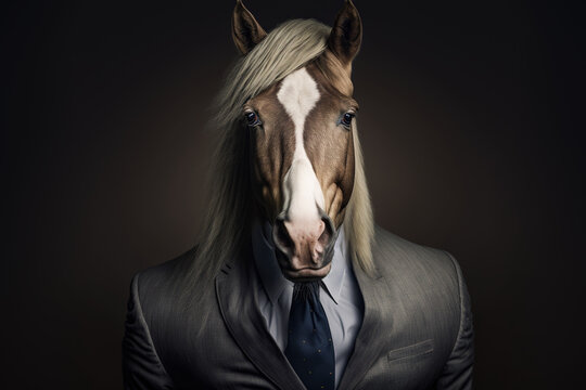 Generative AI of horse in suit