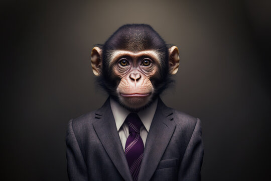 Generative AI of monkey in suit