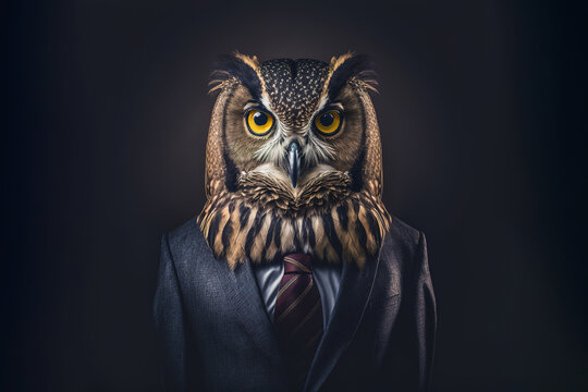 Generative AI of owl in suit