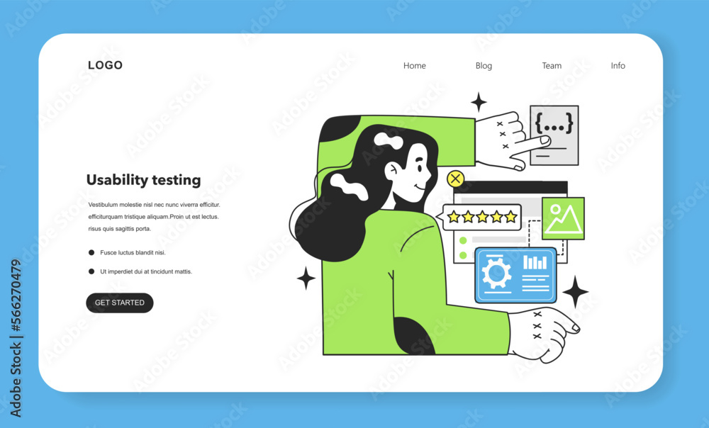 Poster usability testing technique web banner or landing page. software testing