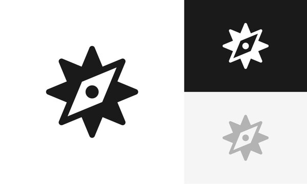 north star, star compass, compass logo icon design vector